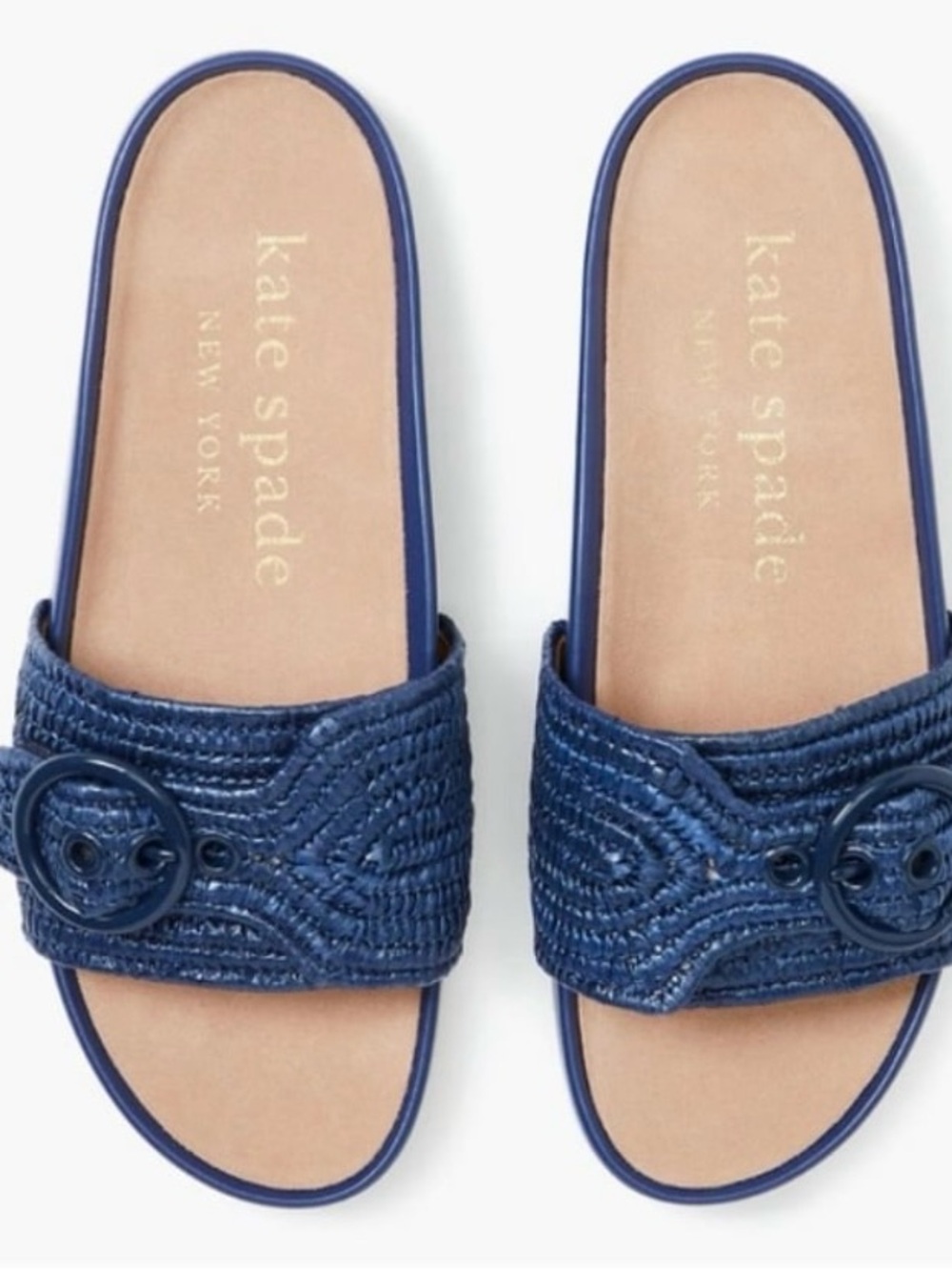 kate spade New York Navy Maribelle Braided Slide Sandals